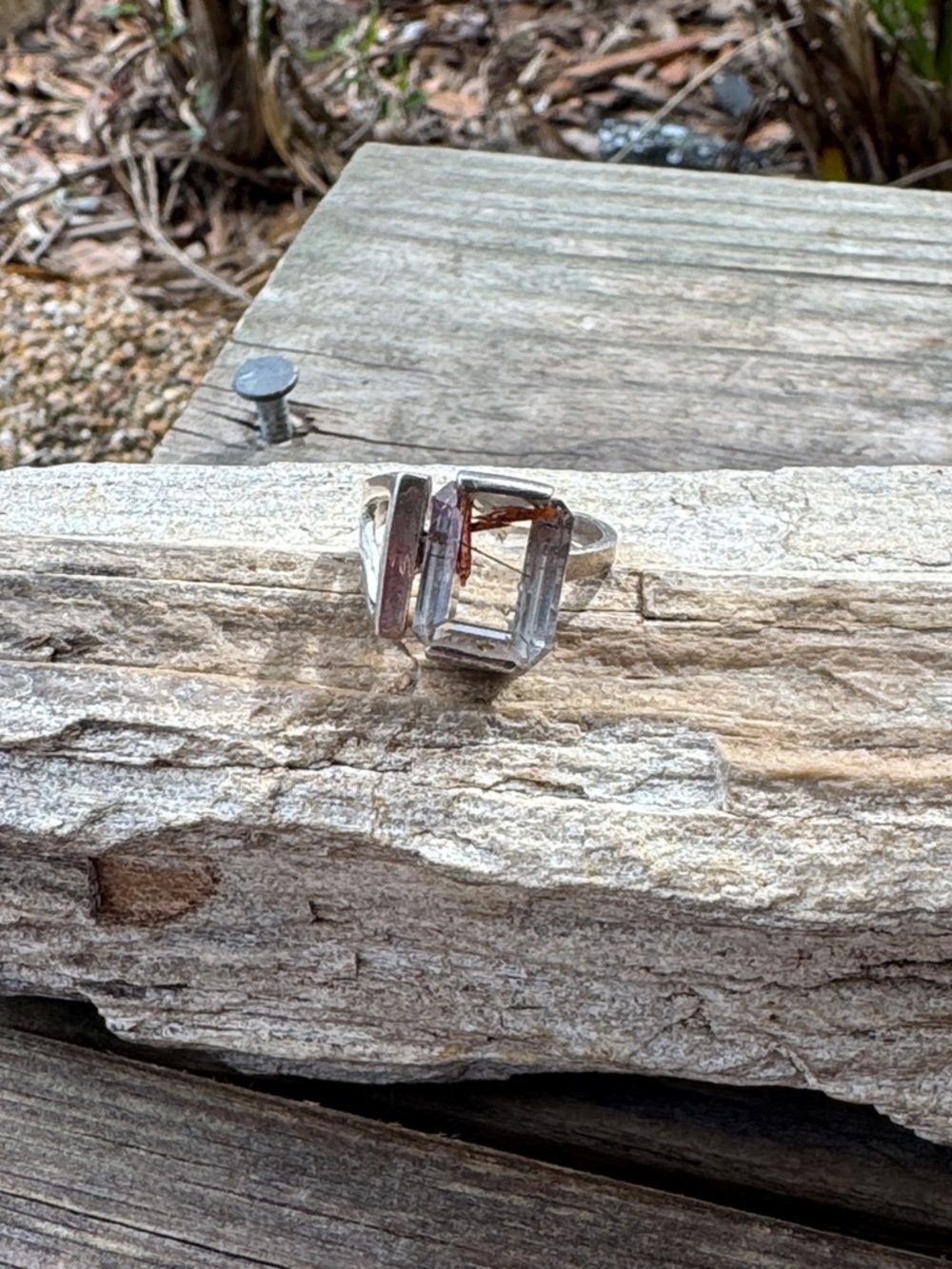 Sterling Silver Ring with Rutilated Quartz